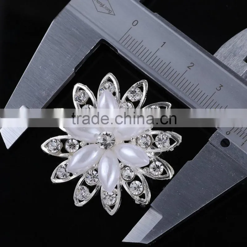 Flower Crystal Brooch With Pearls,Leaf Rhinestone Pearl Brooch Pin,Brooch For Wedding