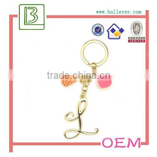 letter number metal keychain
