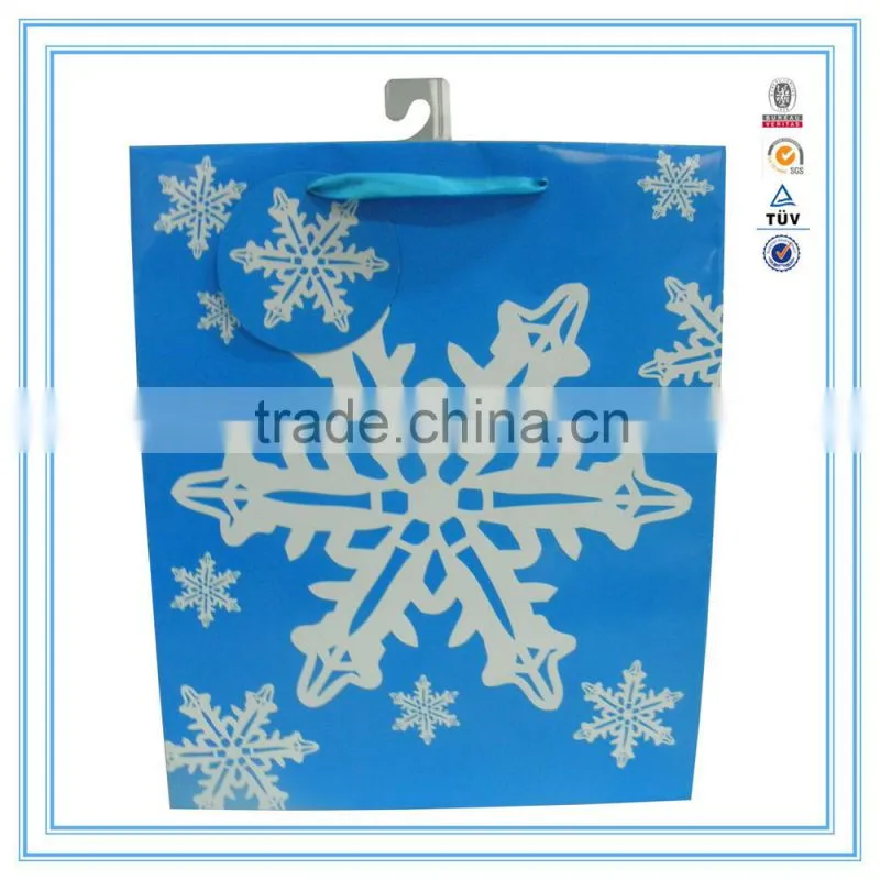 handbags wholesale china blue snowflake printing unique paper bag