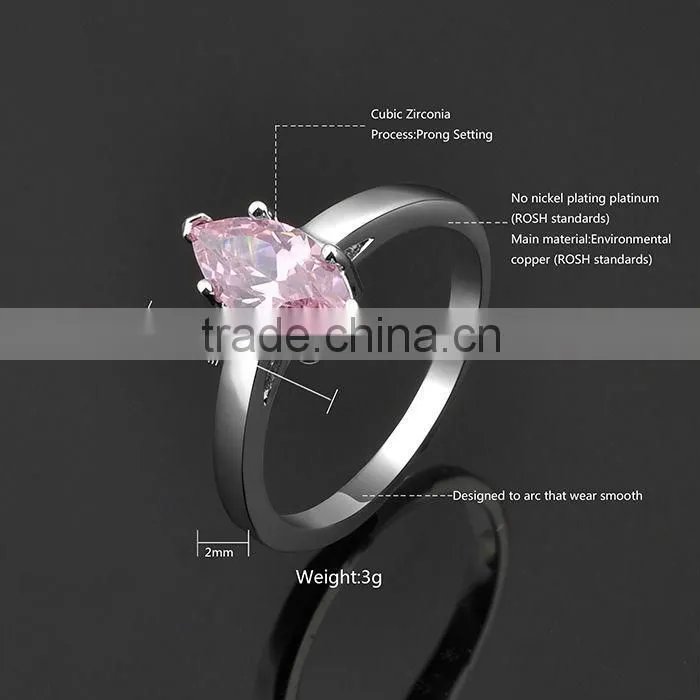 2015 Fashion Pink Stone Ring Semi Mount Ring Setting Oval