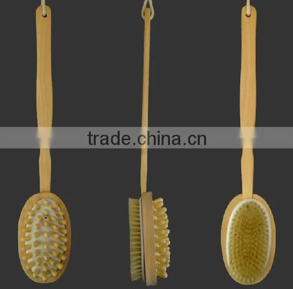 2016 hotsale Wood long handle body back wash brushes for scrubber back
