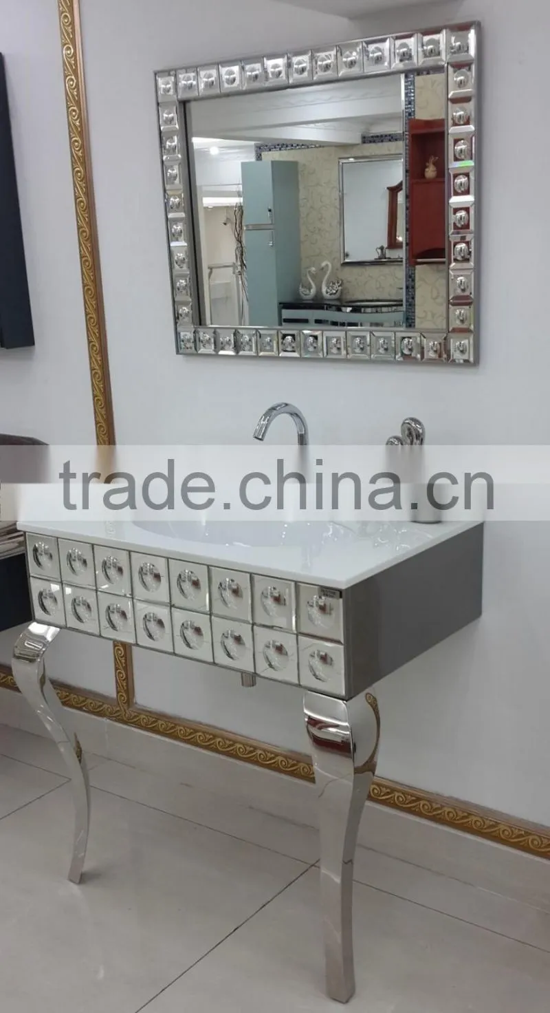 simple bathroom vanity with glass mosaic N-002