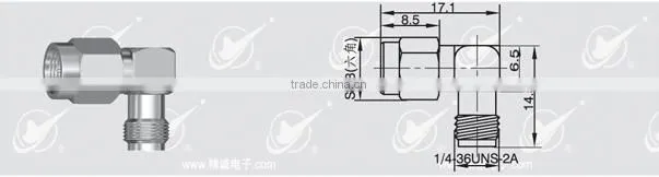 SMA adaptor right angle,male to female