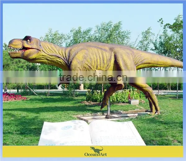 Life-size fiberglass dinosaur model of T-rex