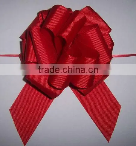 HOT SALE Red Grosgrain Woven Ribbon 4.5" Pom Pom Pull Ribbon Bow