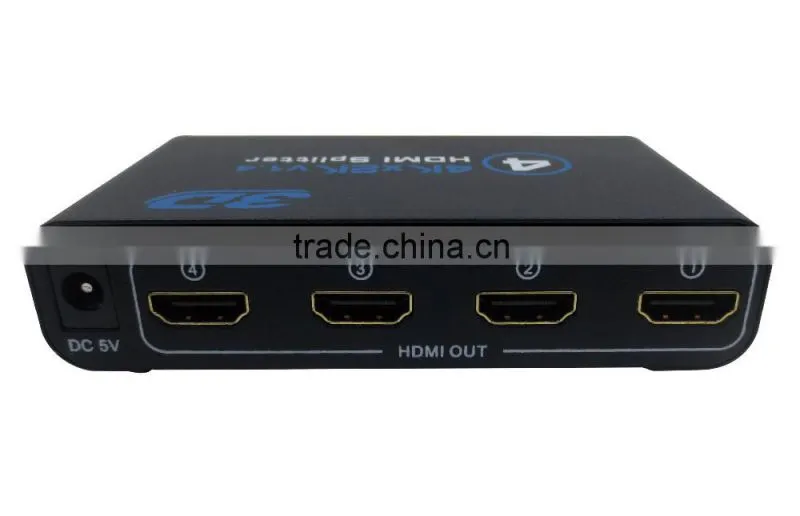 1x4 HD MI 2.0 Splitter 4K 1080P 4 port H DMI Splitter 1 in 4 0ut Audio Video Converter Support HDCP 3D with 5V Power adpter