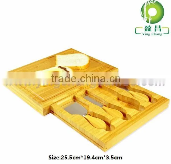 bamboo slate cheese board with knives