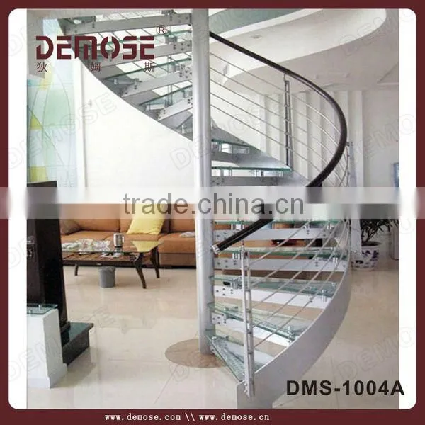 stainless steel glass and oak spiral staircase