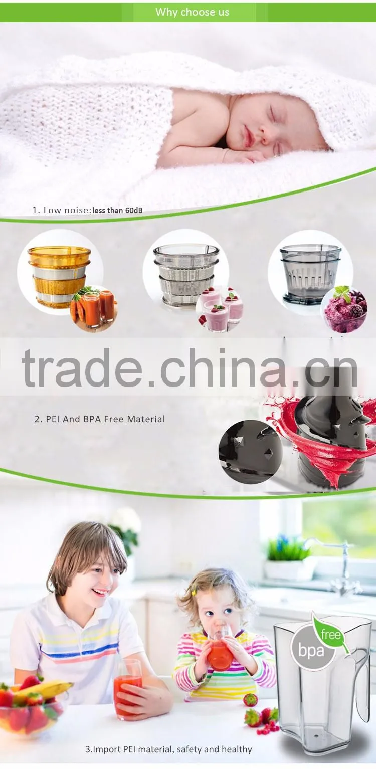 2016 Colorful Multifunctional Automatic Korea Wide Mouth Slow Auger Juicer