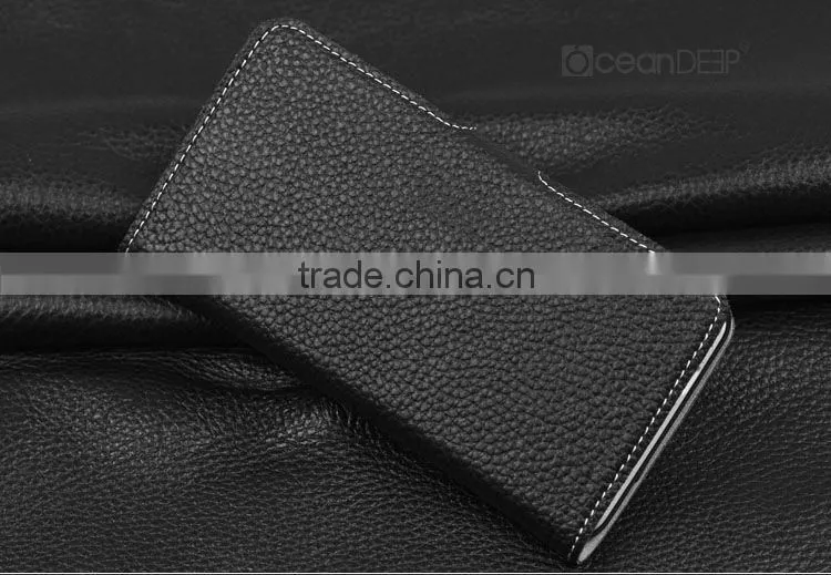 Luxury card holder slot lychee skin leather wallet case for HTC One case