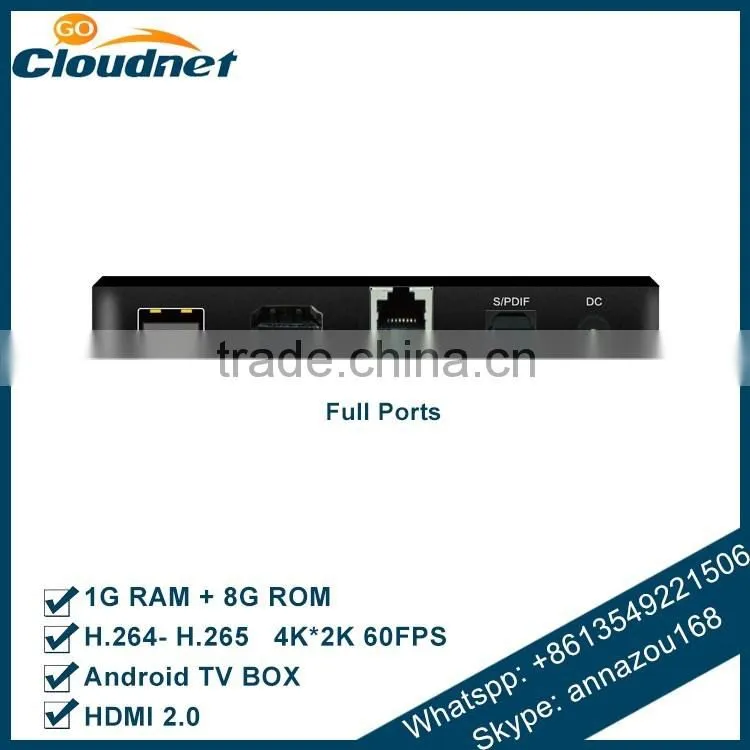 Hot Cloudnetgo CM905 4K S905 smart tv box quad core Android 5.1 Smart TV Lollipop live xbmc / Kodi streaming tv box OEM accepted