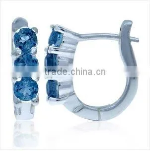 Blue Topaz GP 925 Silver Dangle Earrings