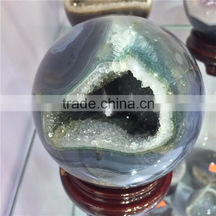 Natural Agate Geode Amethyst Geode Sphere Smile Crystal Ball