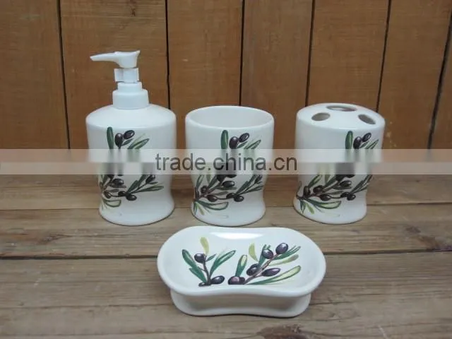 Ceramic Coffee Cup with Saucer Set with Olive Decal