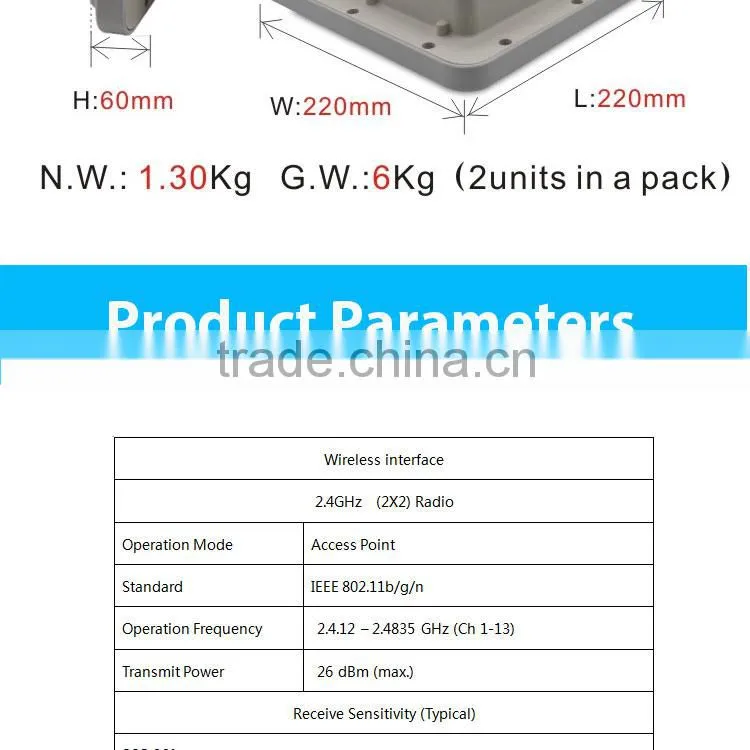 5.8ghz and 2.4ghz 2x2MIMO high-performance wifi outdoor wireless access point dual band