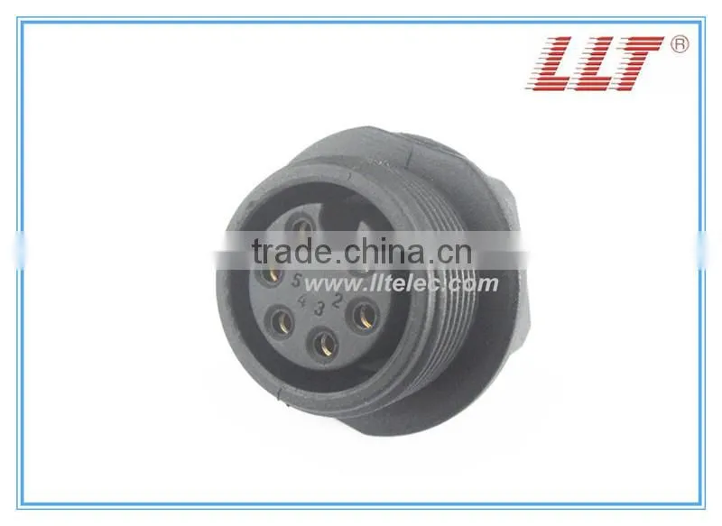 6 poles 20A female panel mount socket with male cable connector