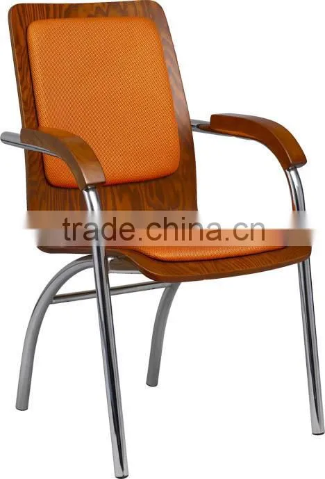 mahogany color bentwood orange pvc with solid wood arm meeting guest office Chair Conference Chair A36-Y02
