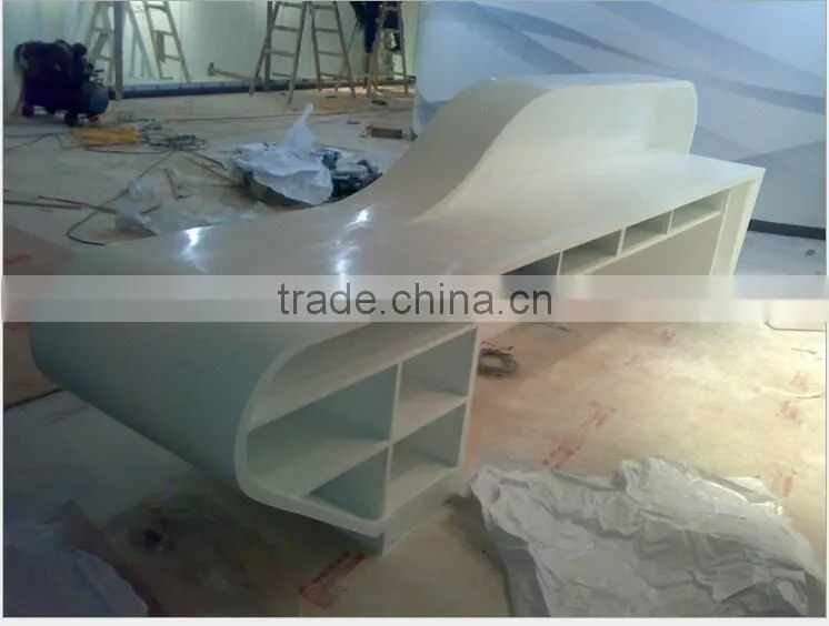 Good quality solid surface reception desk,L shape reception desk,white reception desk,solid surface countertop