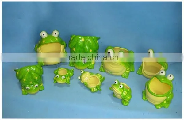 Ceramic frog garden pot, pottery garden flower pot