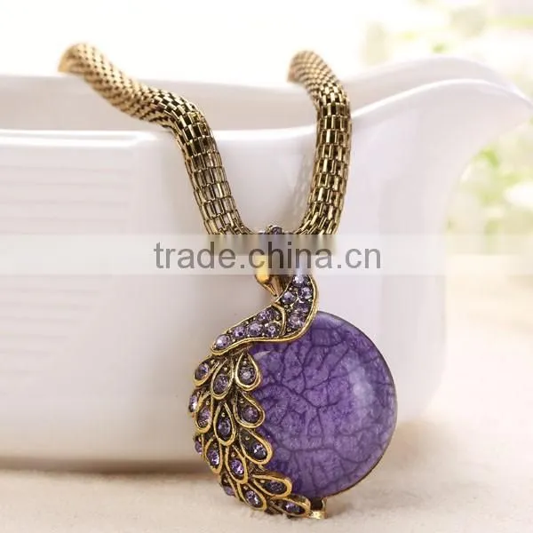 Fashion Peacock Design Gold Alloy Necklace