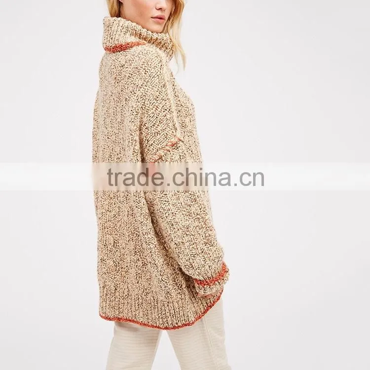 Winter autumn pullover coat woman high neck fashion heavy woolen knit sweater