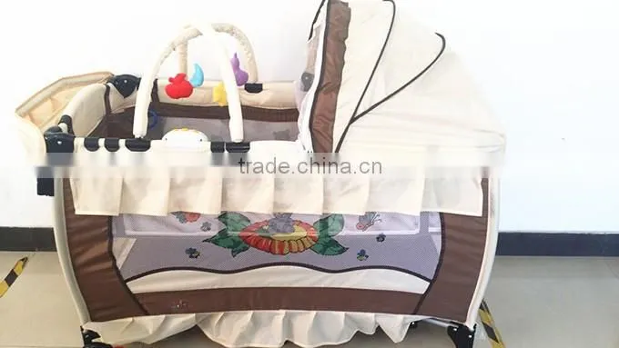 Baby cot bed with music, canopy baby travel cot, portable deluxe baby crib