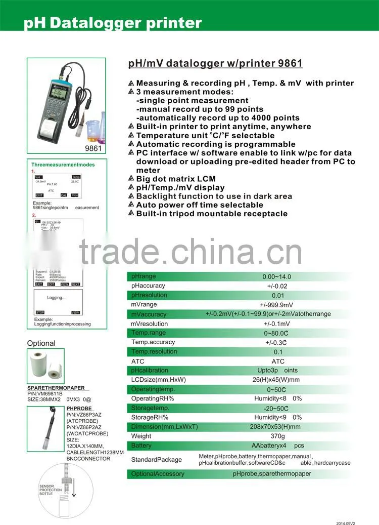 Oxidation Reduction Potential ORP PH Meter AZ9861 Smart Programmer Data Logger Printer