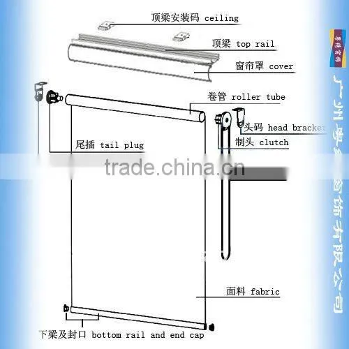 Beige Spring Roller Blinds With Top Rail