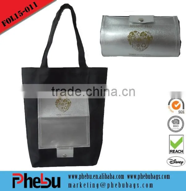 Promotional zipper closure Foldable tote bag