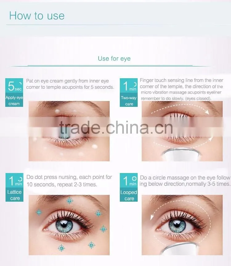 Best selling ion lead-in battery operated beauty salon equipment mini anti-wrinkle eye massage pen vibration facial massager