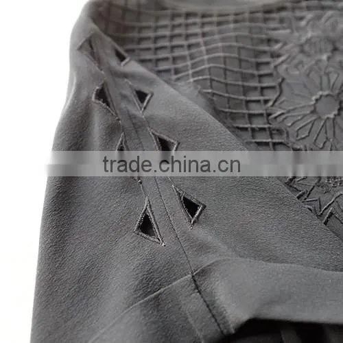 Lady fashion silk blouse with embroidery