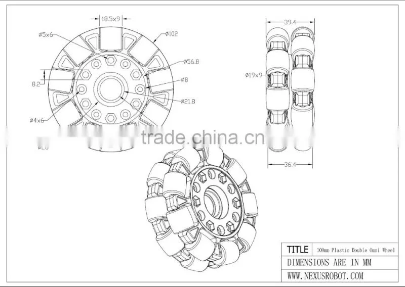 100mm Double Plastic assemble robot Omni Wheel w/Bearing Rollers 14041