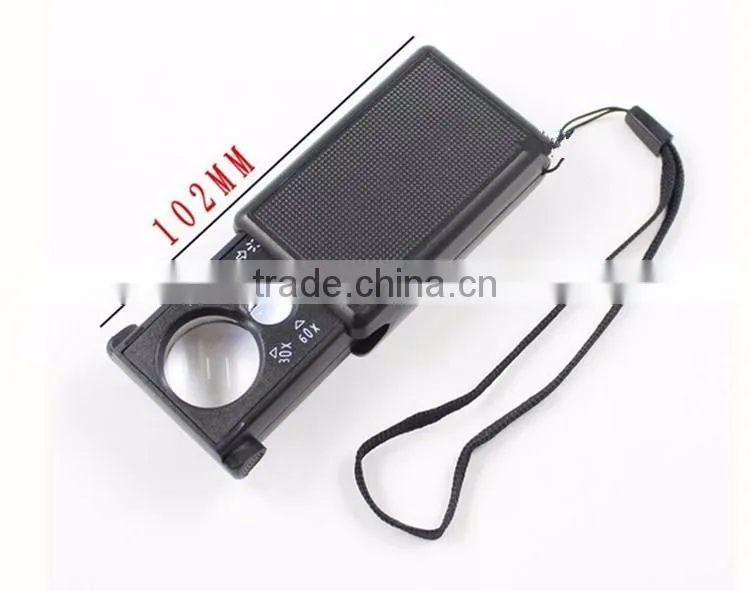 Portable 30x 60x magnifying glass with led lights jewelry maps newspapers for loupe magnifiers watchmaker