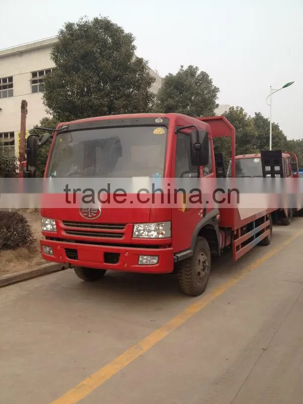 FAW 4*2 hydraulic flat bed truck,bulldozer transport truck,load sensor truck