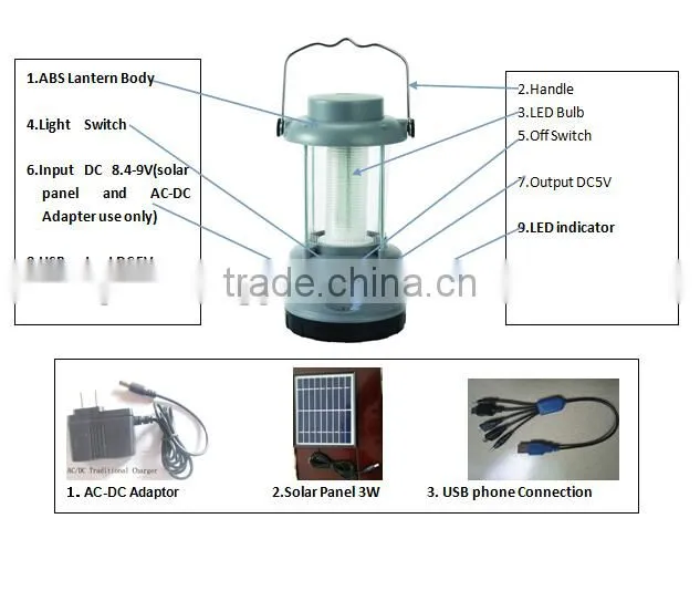 CE certificated solar lanter IP33 solar LED light for camping