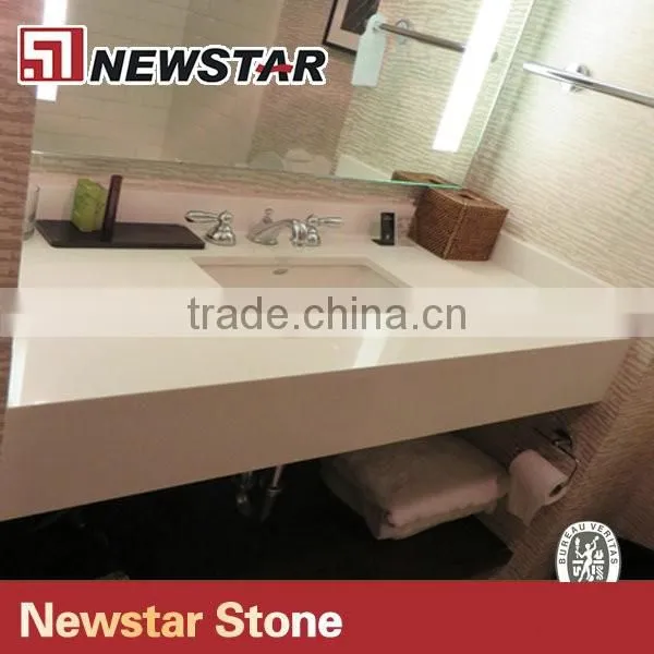 Prefabricated quartz vanity top with sink