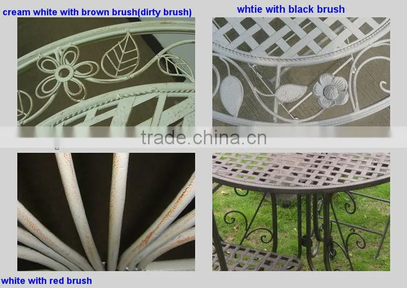 Folding white wrought iron flower shelf