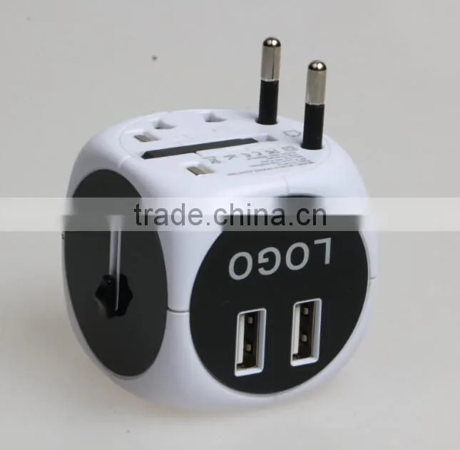 SYW-12 New arrival universal world swiss travel adaptor adapter plug with 2 usb port and built in Safety shutter