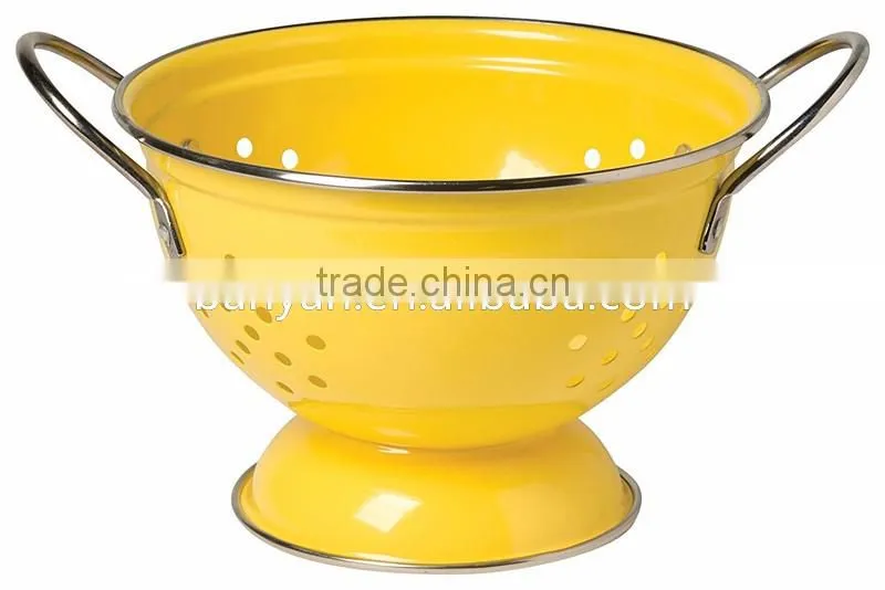Round Metal Self Draining Pasta Bowl Kitchen Food Washing Strainer Vegetable Conlander