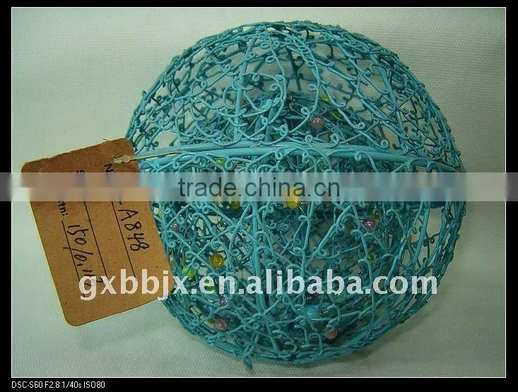 Blue iron decorative with mix pearl wire toys ball