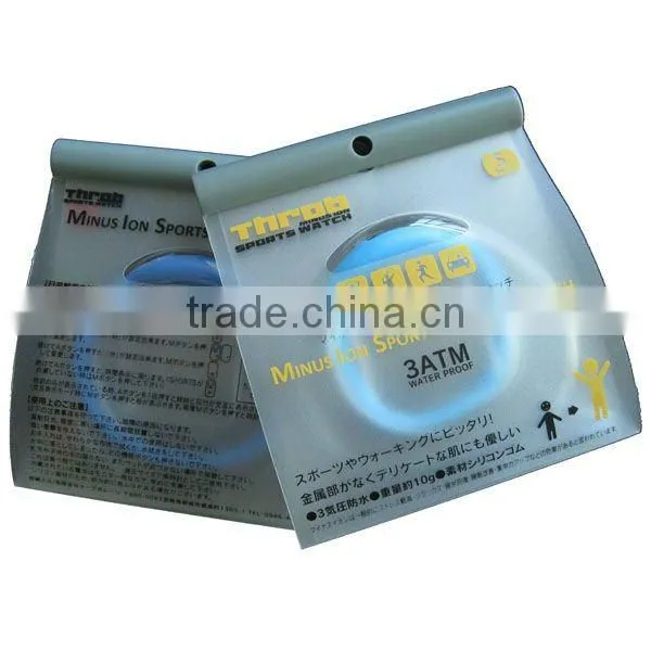 Silicone bracelet watch with plastic package