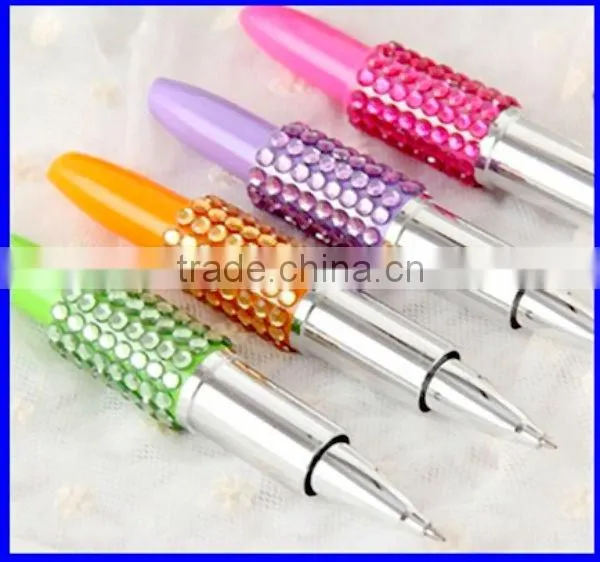 Gift Stationery lipstick point pen with diamond