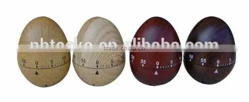 Wooden egg shape mechanical timer/kitchen timer