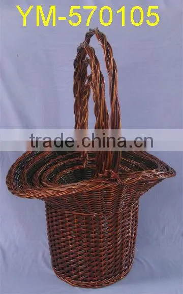 Round Willow Basket Made of Full Willow