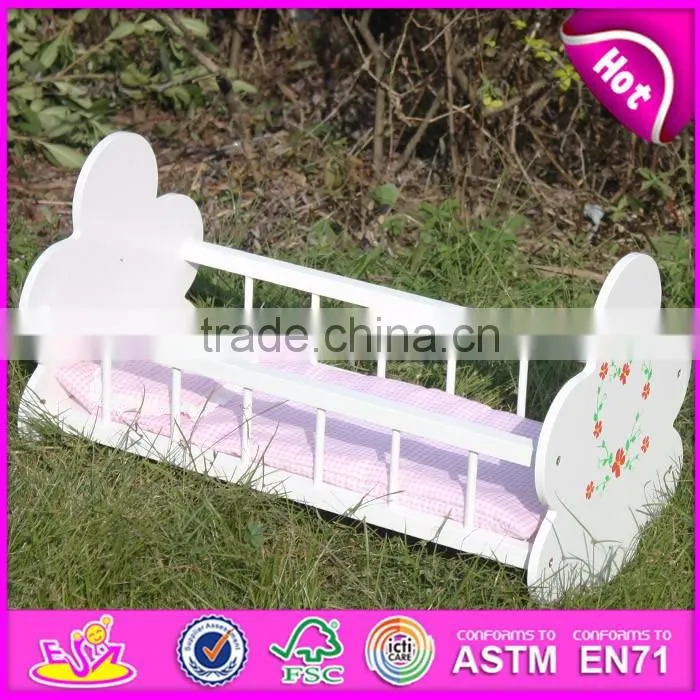 Natural handmade wooden baby doll bed for sale WJ278012A