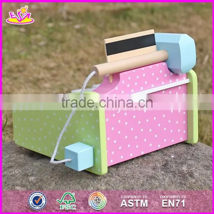 2017 new design children preschool wooden toy credit card machine W10A059