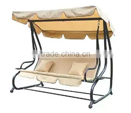 Canopy Awning Porch Swings Bench, Outdoor Chair for Two or Three, Beige