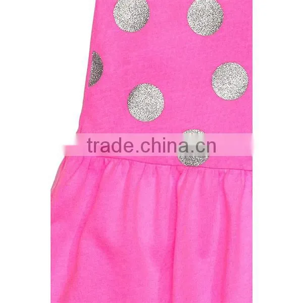 Fashionable Vetement Enfant Girls Short Sleeve Casual Dress Cotton Print Jersey Dress HSD9157