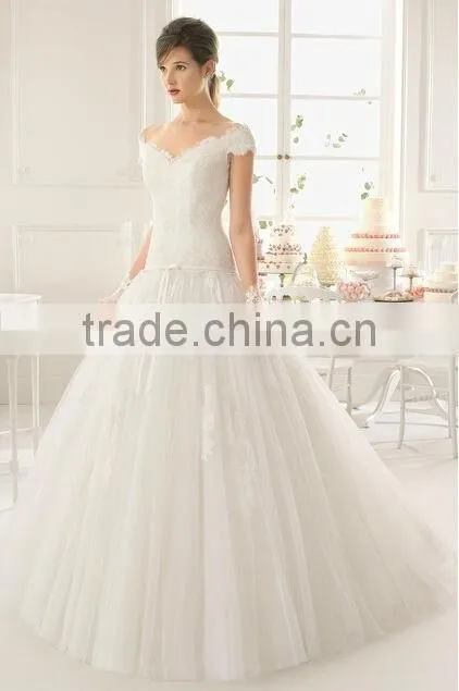 sexy cap sleeve lace ball gown wedding dress for mature bride