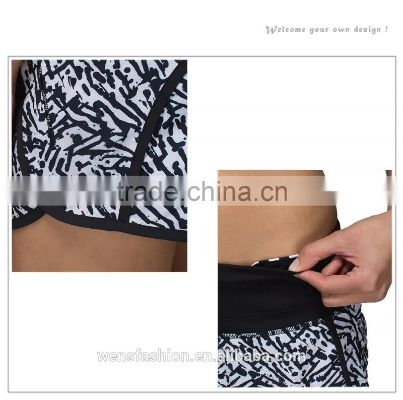 Dry- fit / lycra compression Printing stitching women fitness shorts
